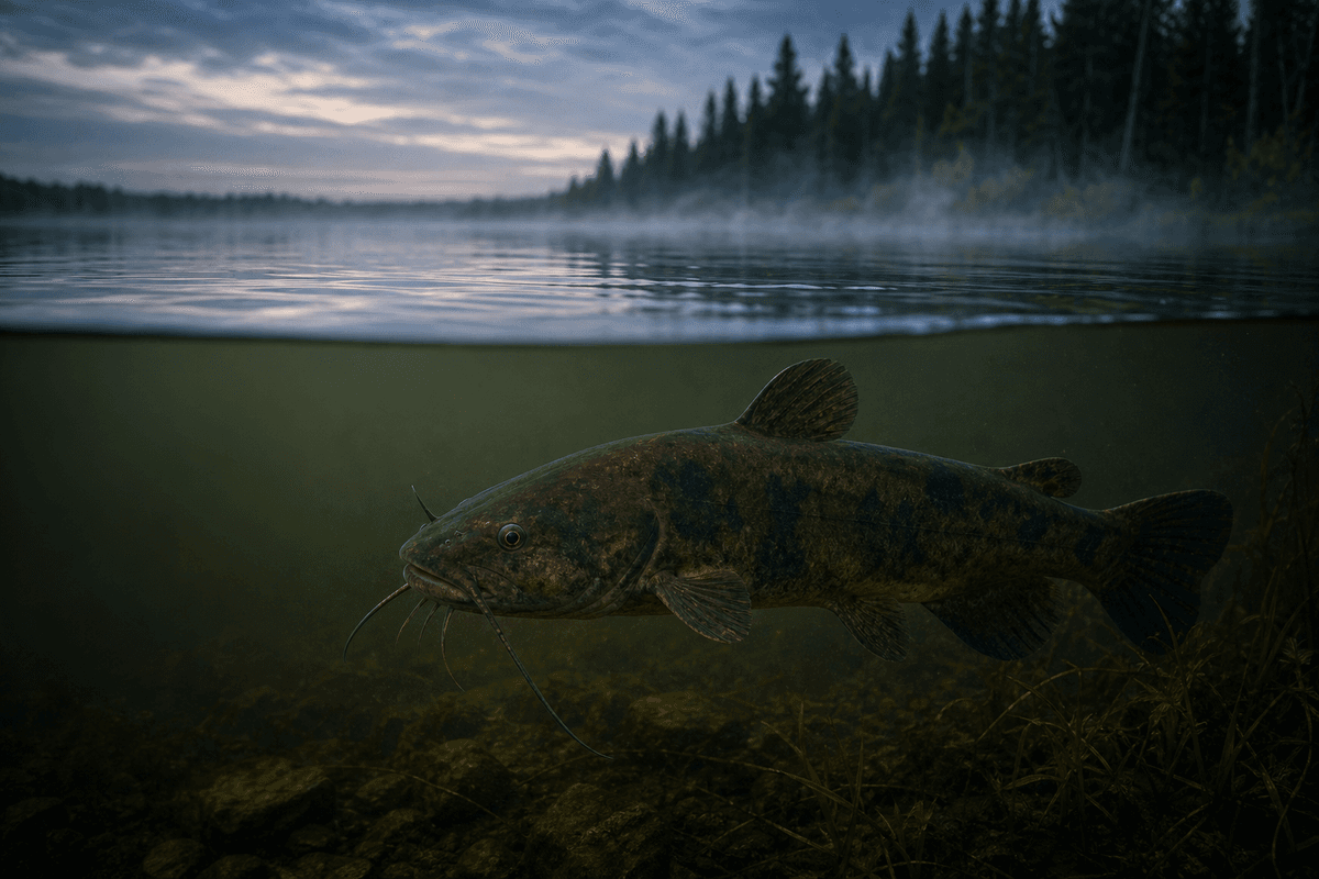 Brown bullhead catfish in a northern lake, illustrating research on transmissible melanoma