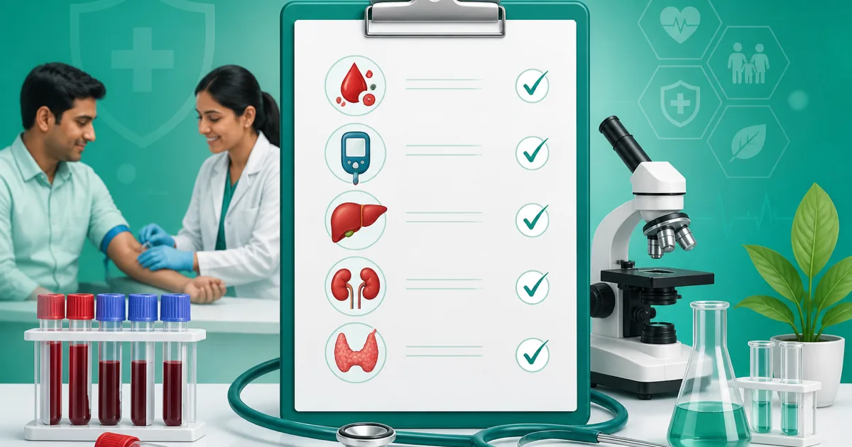 Full body checkup test list for India explained with common package panels