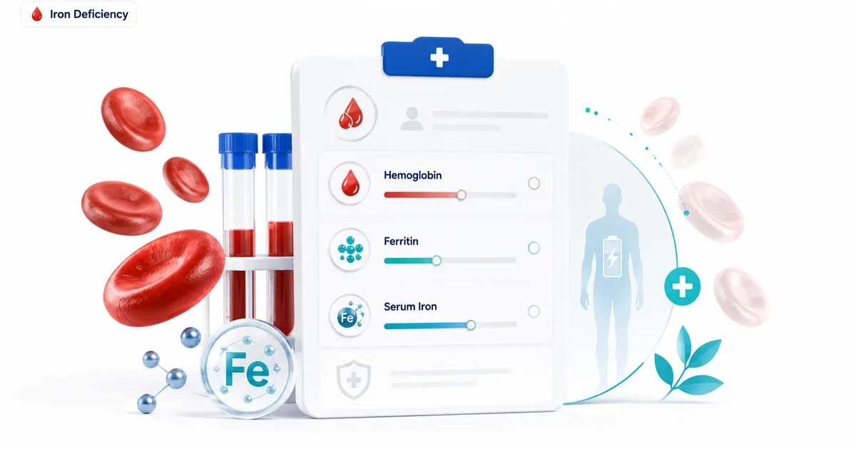 Iron studies blood test report with ferritin and TIBC values explained in Hindi