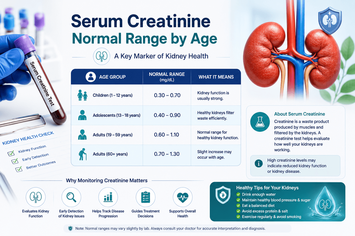 Serum creatinine normal range by age chart with eGFR kidney health guide