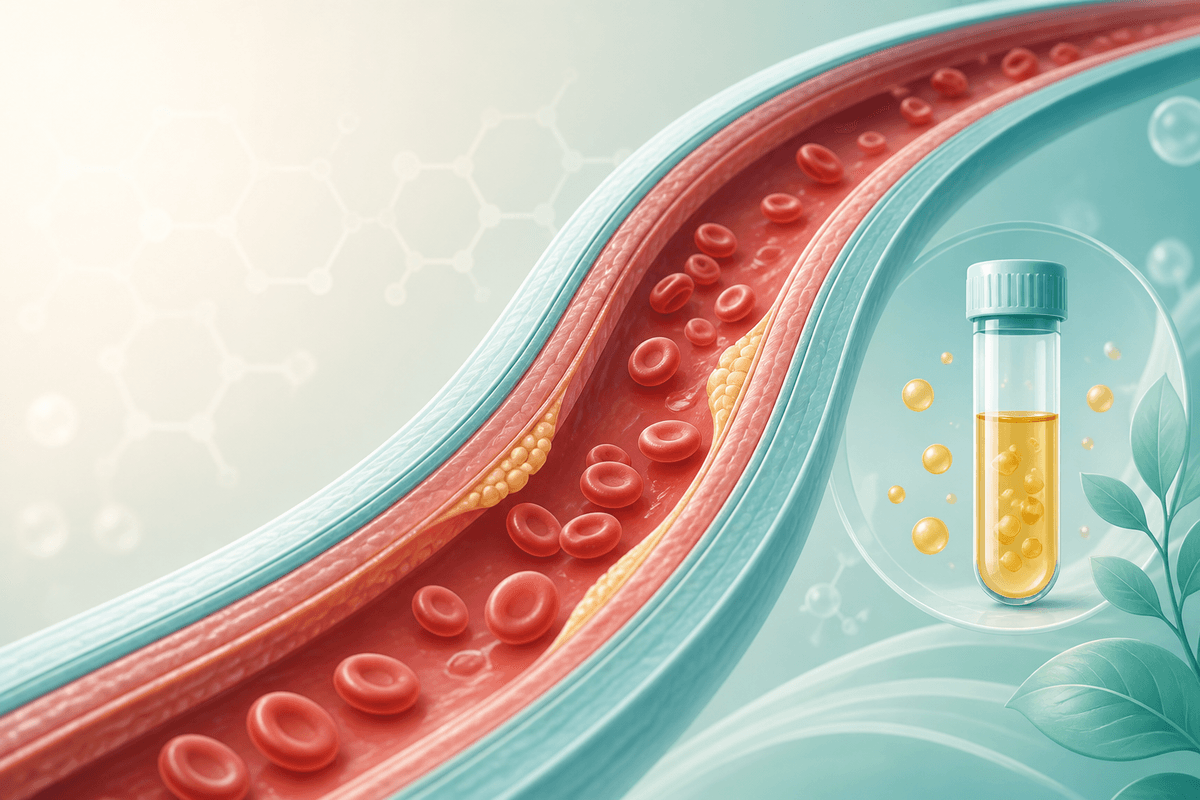 Educational illustration of low LDL cholesterol and heart-healthy blood lipid levels