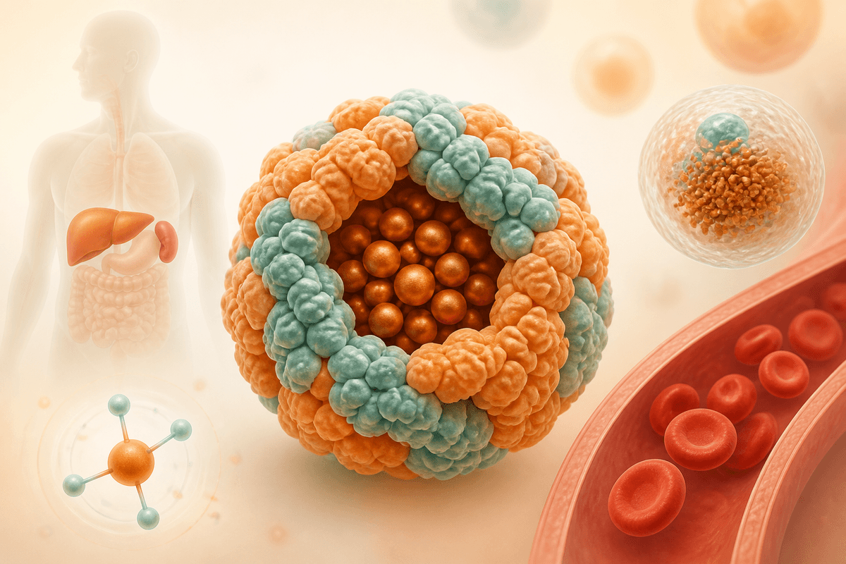 Educational illustration of elevated ferritin iron storage blood test results