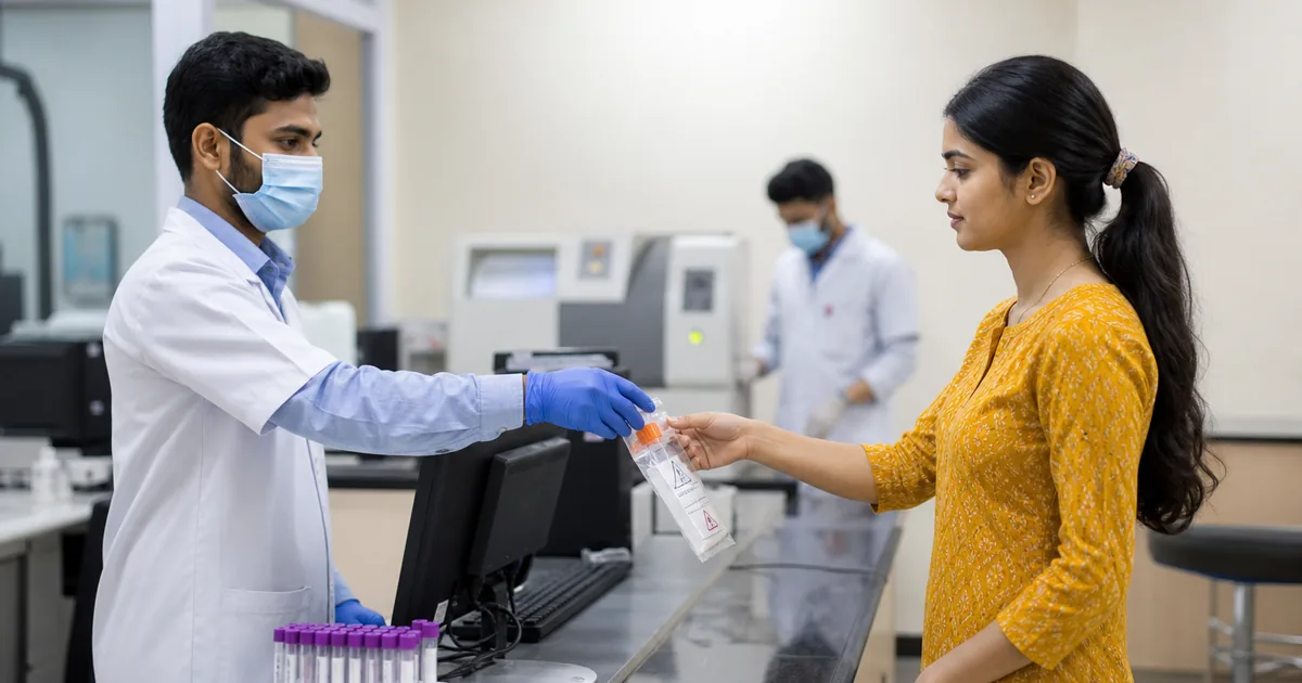 Urea breath test collection in an Indian diagnostic lab